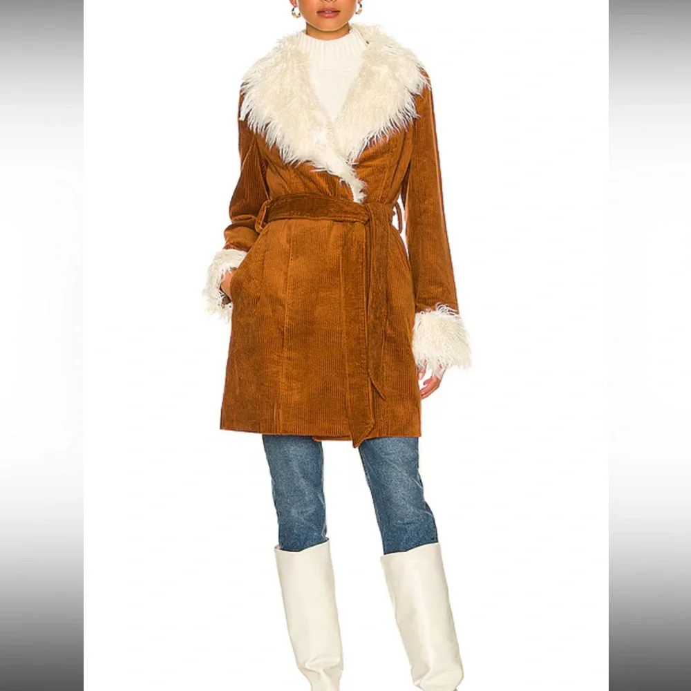 Show Me Your Mumu Penny Lane Coat Sienna Corduroy Jacket Faux Fur Trim NWT - Picture 1 of 15